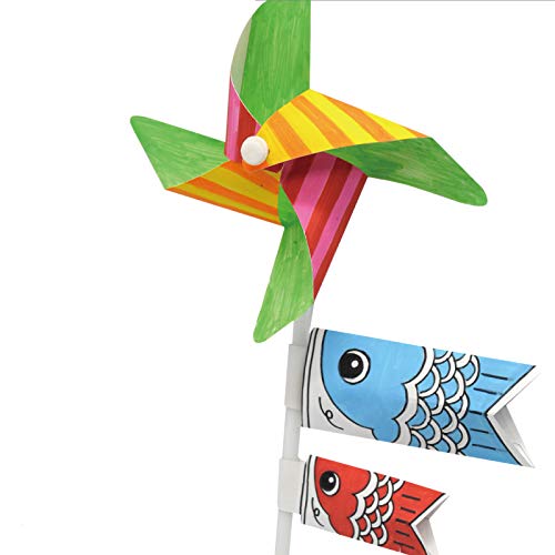 鯉のぼり 風車付き Amazon | こどもの日景品 風車鯉のぼりセット 10本（全長30cm 鯉